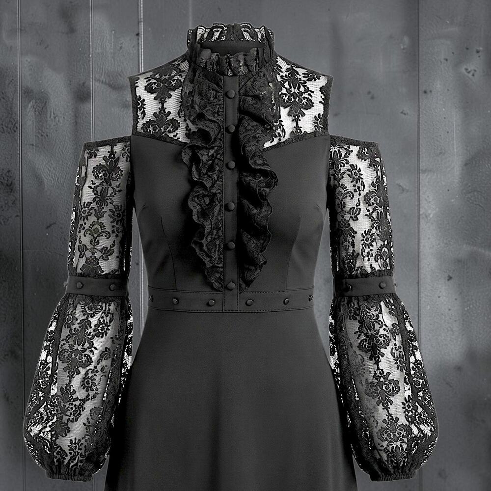 Killstar Isabeau’s Curse Black Satin Maxi Dress Medium NWT - Picture 2 of 8